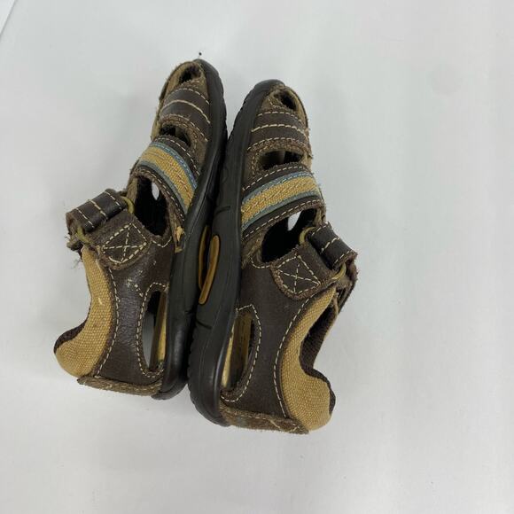 Stride Rite Size 4 Boys Brown Dillan Sensory Response Technology Sandel Easy On - Picture 6 of 9